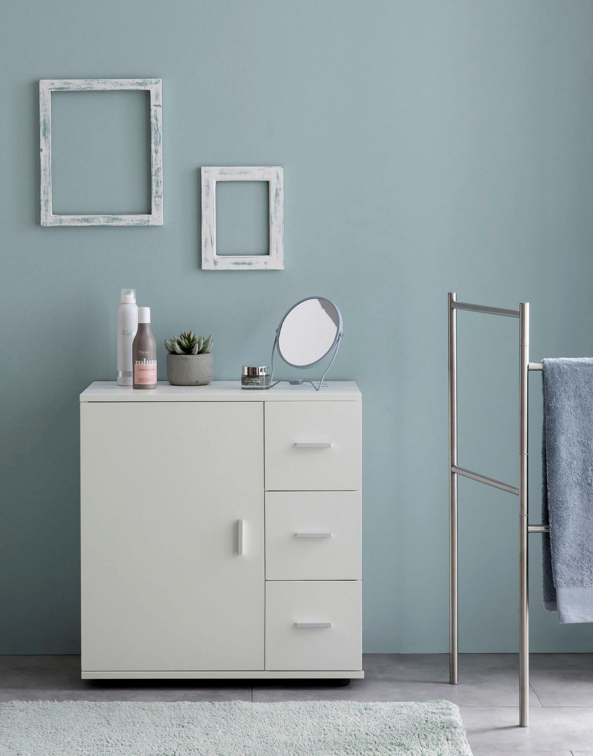 Badkommode weiß B/H/T: ca. 33x66x60 cm Badschrank - weiß (33,00/66,00/60,00cm) - Wohnling