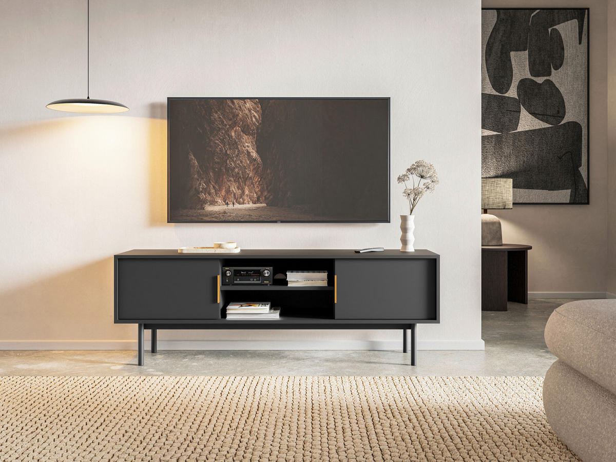 TV-Lowboard VIVA schwarz B/H/T: ca. 154x53,5x39 cm VIVA - schwarz (154,00/53,50/39,00cm) - WIPMEB