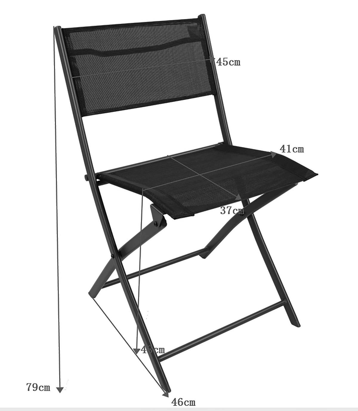 VCM Gartenstuhl 2er Set Sumila schwarz Textilene B/H/L: ca. 45x79x46 cm Sumila - schwarz (46,00/45,00/79,00cm) - VCM