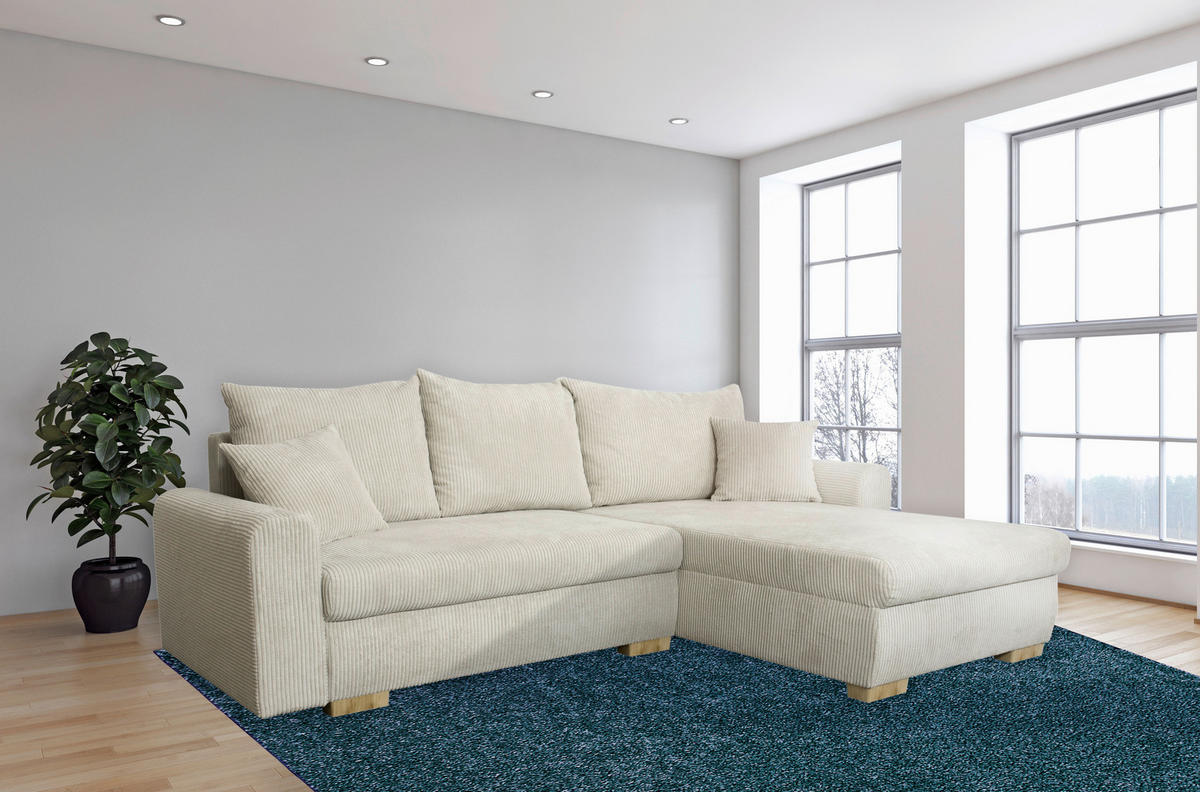 Ecksofa mit Bettfunktion und Bettkasten beige B/H/T: ca. 224,5x90x168 cm Soria_2F/li-OT/re_Ecksofa - beige (224,50/90,00/168,00cm)