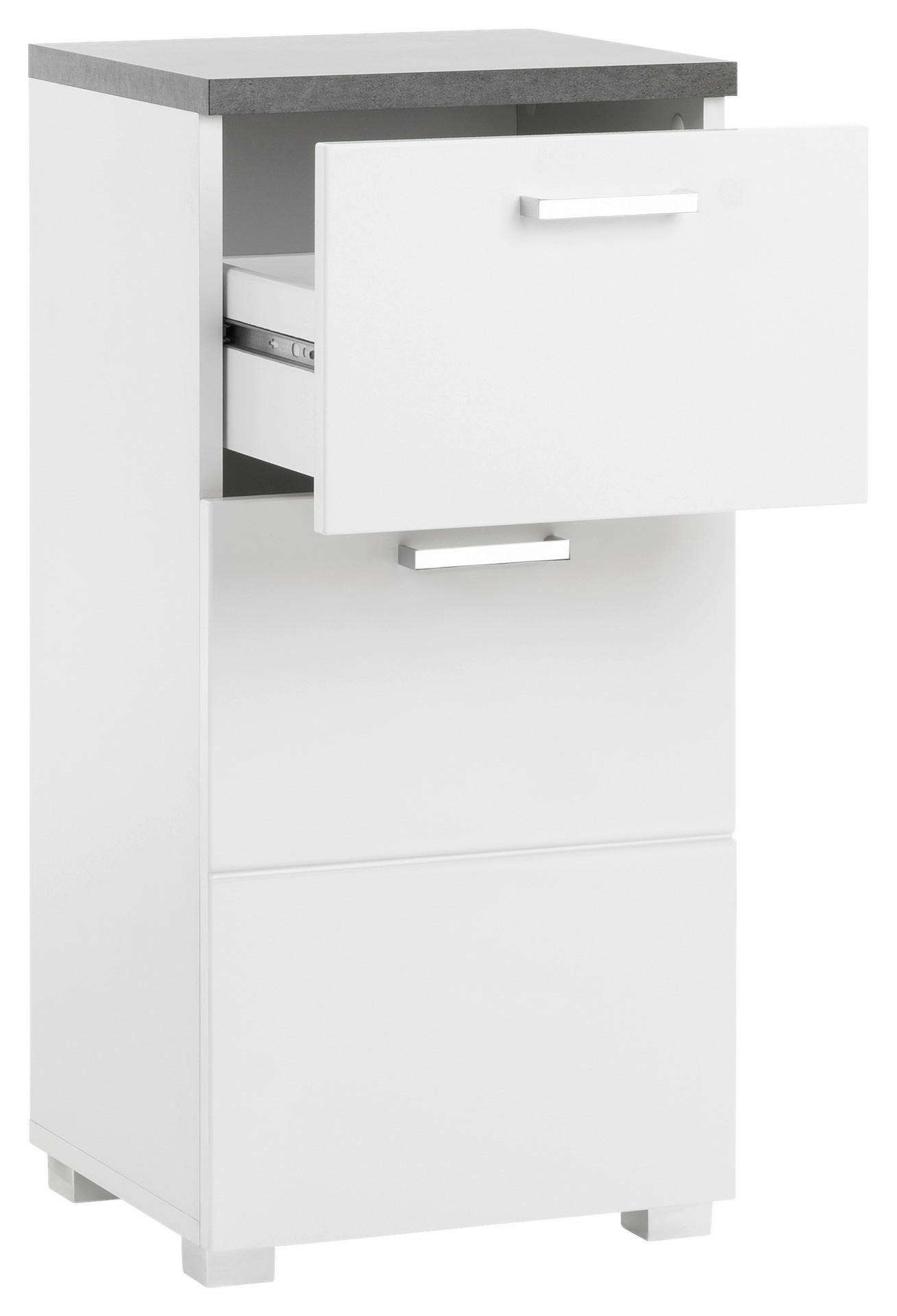 Thumbnail - Badkommode Praya Dark Concret Nachbildung weiß Hochglanz B/H/T: ca. 36x73x32 cm
