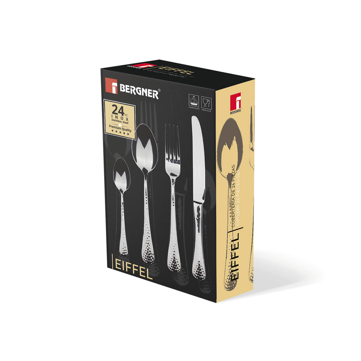 BERGNER Besteckset EIFFEL silber Edelstahl 24 tlg. EIFFEL - silber (27,00/17,00/7,50cm) - BERGNER