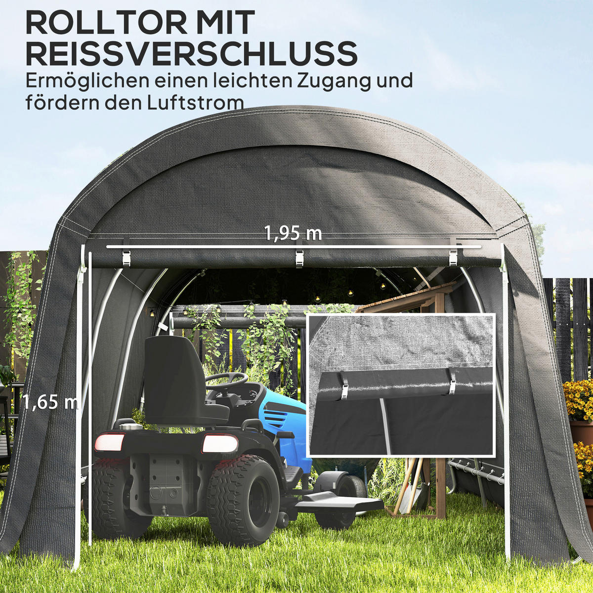 Outsunny Gerätezelt dunkelgrau Kunststoff B/H/L: ca. 600x230x300 cm Gerätezelt - dunkelgrau (300,00/600,00/230,00cm) - Outsunny