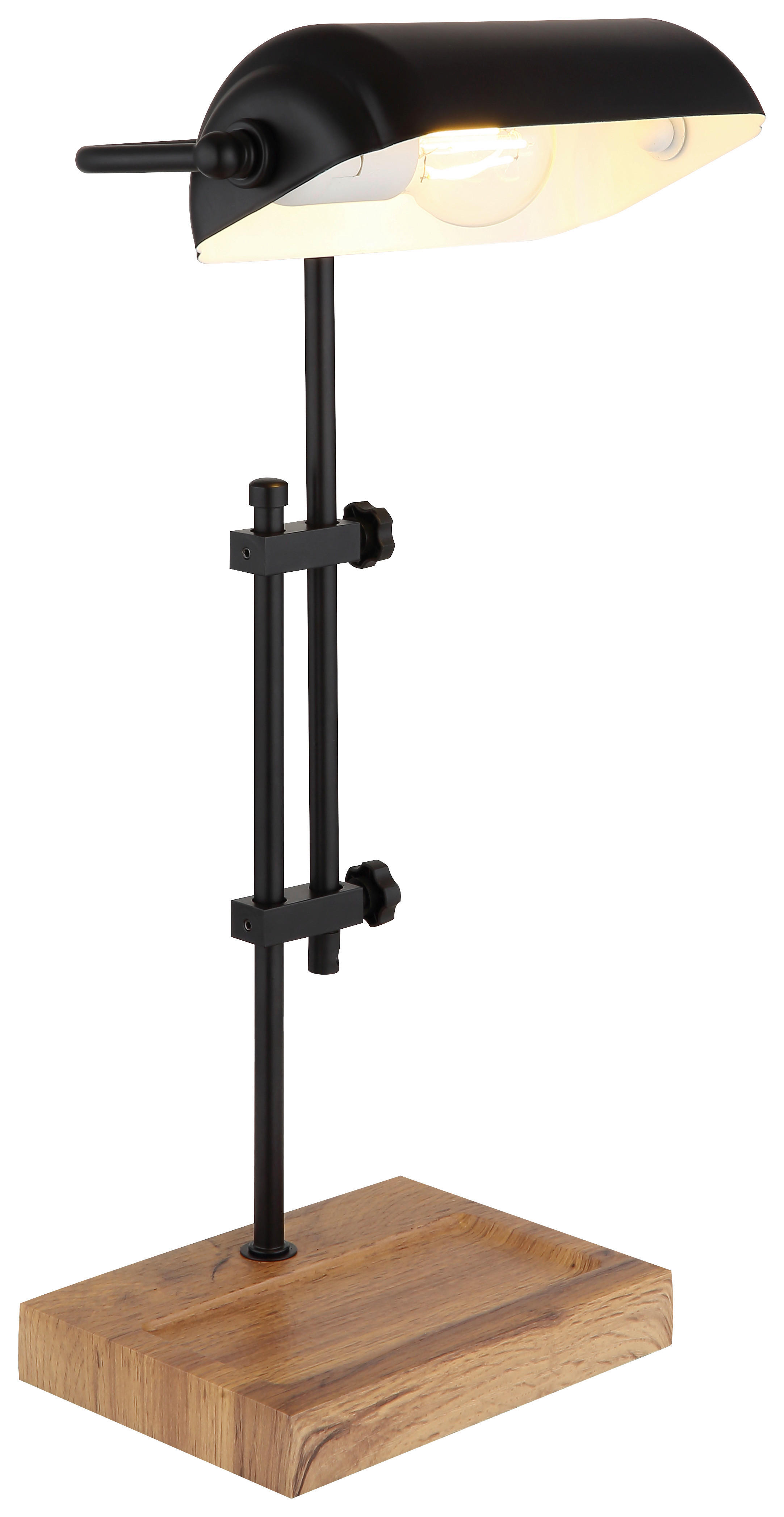 GLOBO Tischleuchte schwarz dunkelbraun MDF Metall B/H/T: ca. 18,2x50x26,5 cm E27 1 Brennstellen MARID - dunkelbraun/schwarz (18,20/50,00/26,50cm) - GLOBO