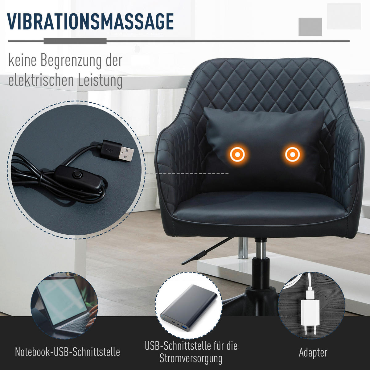 Vinsetto Massagestuhl MH921-298V01 grau Kunstleder Massagestuhl MH921-298V01 - grau - Vinsetto