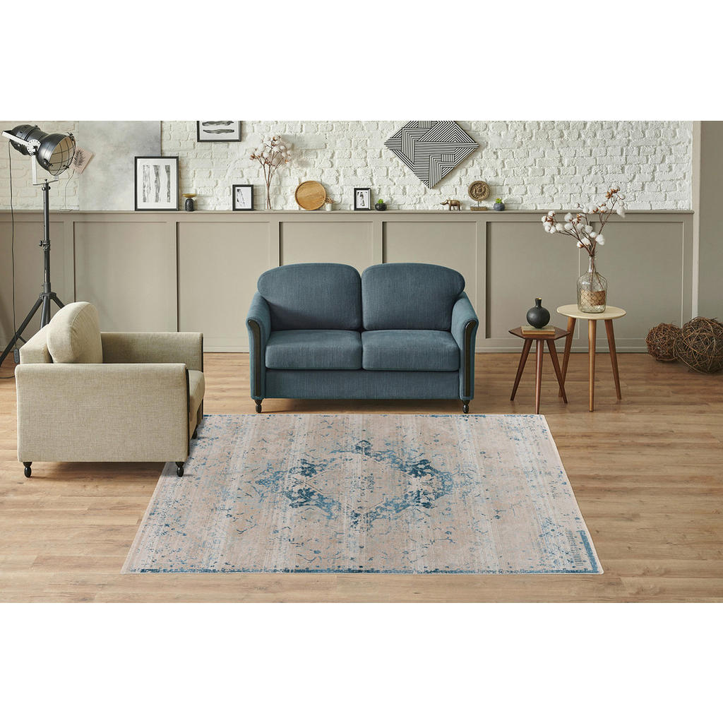 Thumbnail - Kayoom Kurzflorteppich Milan 225 blau B/H/L: ca. 160x0,5x230 cm