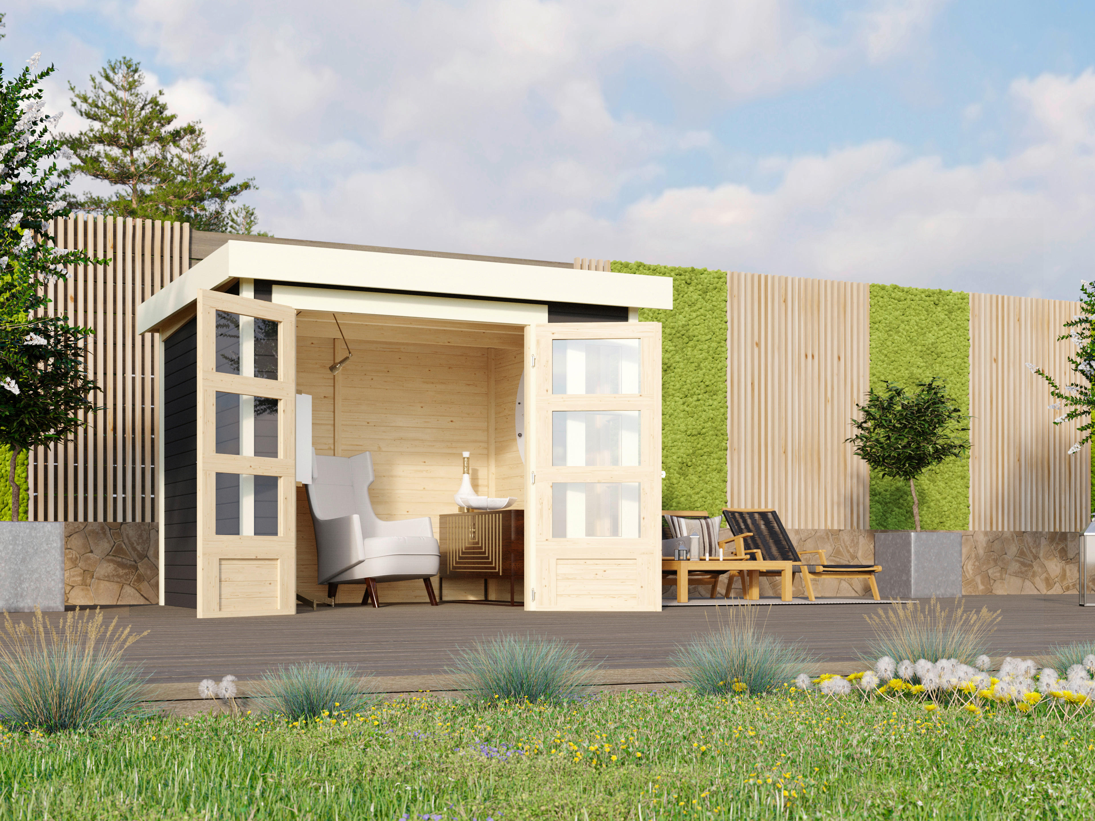 Karibu Gartenhaus Felipo 1 Terragrau B/H/T: ca. 242x217x211 cm Felipo 1 - Terragrau (242,00/217,00/211,00cm) - Karibu