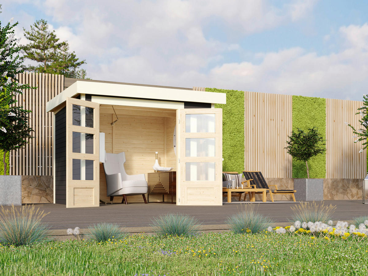 Karibu Gartenhaus Felipo 1 Terragrau B/H/T: ca. 242x217x211 cm Felipo 1 - Terragrau (242,00/217,00/211,00cm) - Karibu