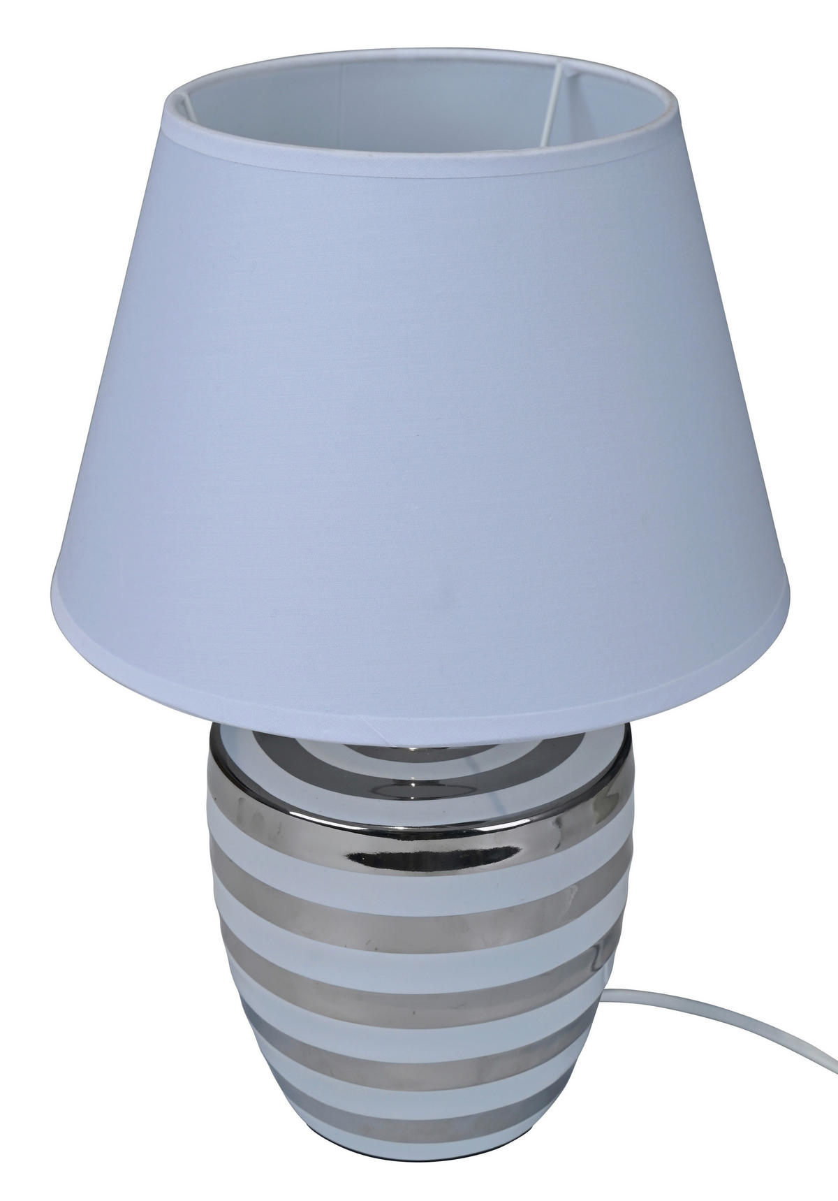 POCOline Keramik_Tischleuchte silber weiß Keramik B/H/L: ca. 25x37x26 cm E14 1 Brennstellen Tischleuchte-Keramik_Annelie - weiß/silber (26,00/25,00/37,00cm) - POCOline