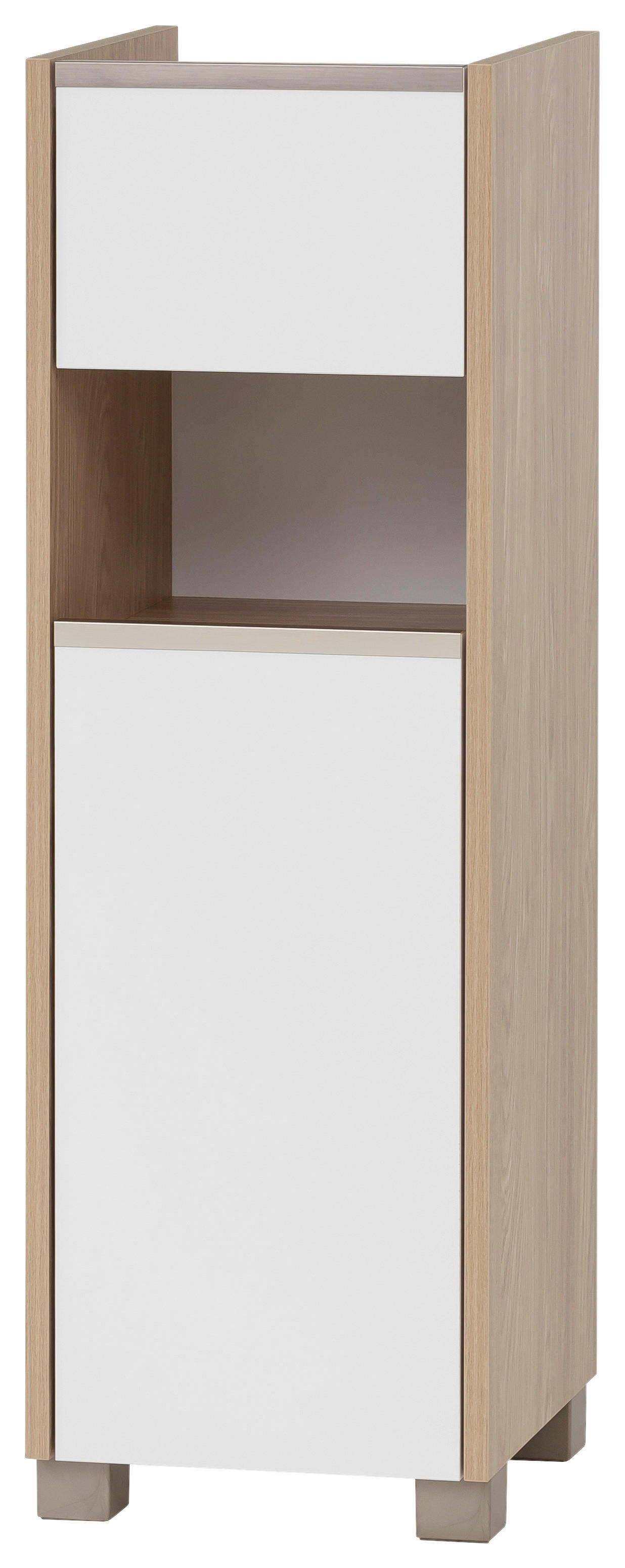 Midischrank Juba Eiche hell Nachbildung weiß B/H/T: ca. 30,2x94,7x33 cm