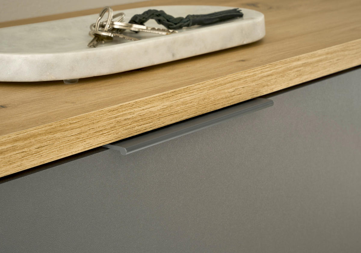Schuhkommode Milan Eiche Artisan Nachbildung grau B/H/T: ca. 85x15x38 cm Milan - Eiche/grau (85,00/15,00/38,00cm)