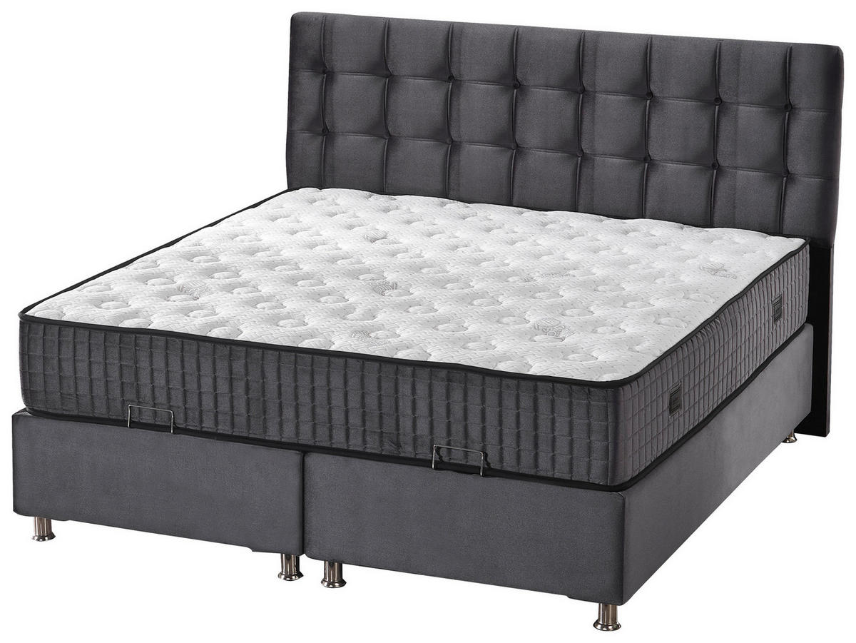 Polsterbett Etna anthrazit Liegefläche B/L: ca. 180x200 cm Etna - Chrom/anthrazit (196,00/128,00/214,00cm)