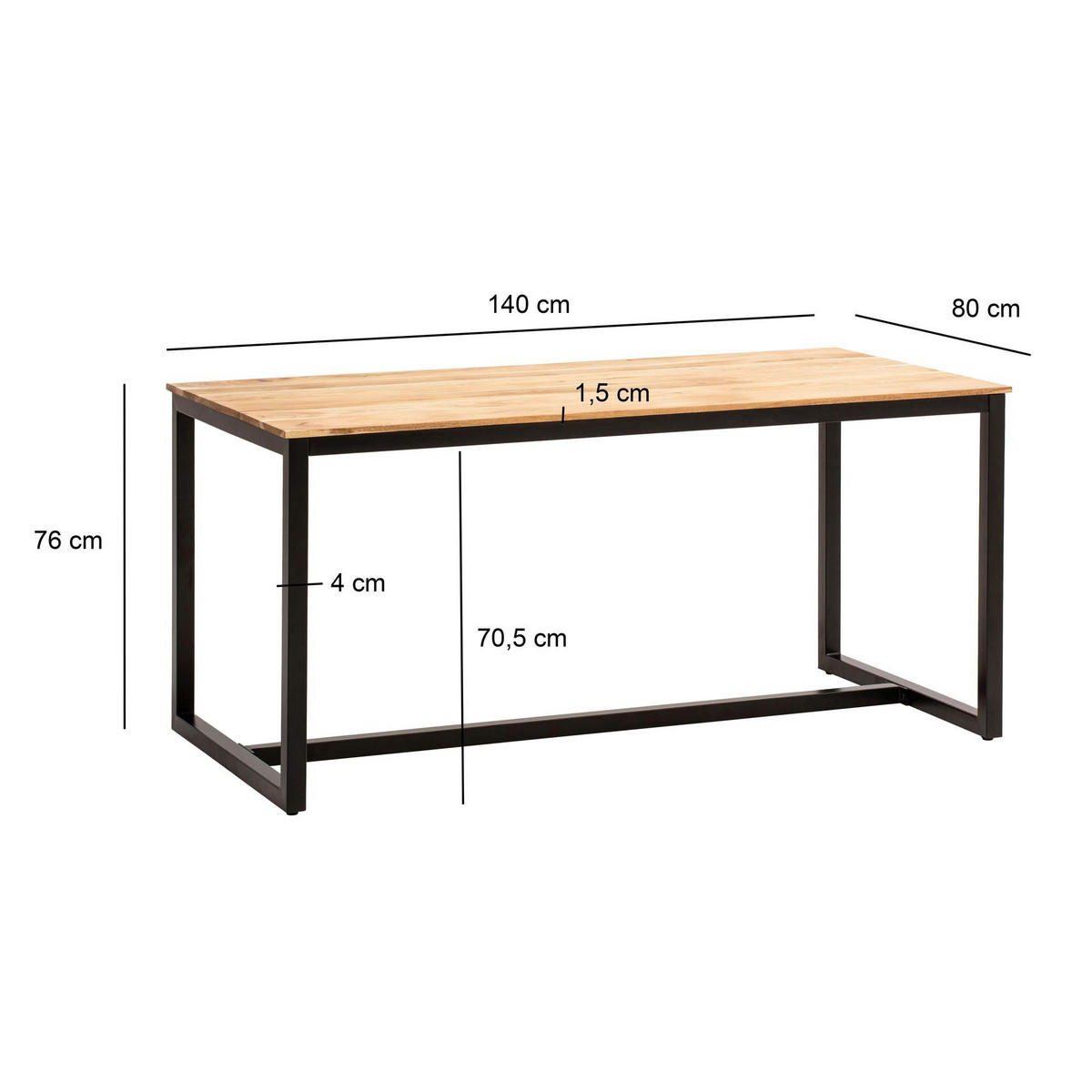 Esstisch B/H/T: ca. 140x76x80 cm Esszimmertisch - (140,00/76,00/80,00cm) - Wohnling