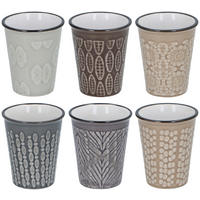 Tassen-Set braun Steinzeug B/H/L: ca. 6,4x7,5x6,4 cm Tassenset_6tlg. - braun (6,40/6,40/7,50cm)