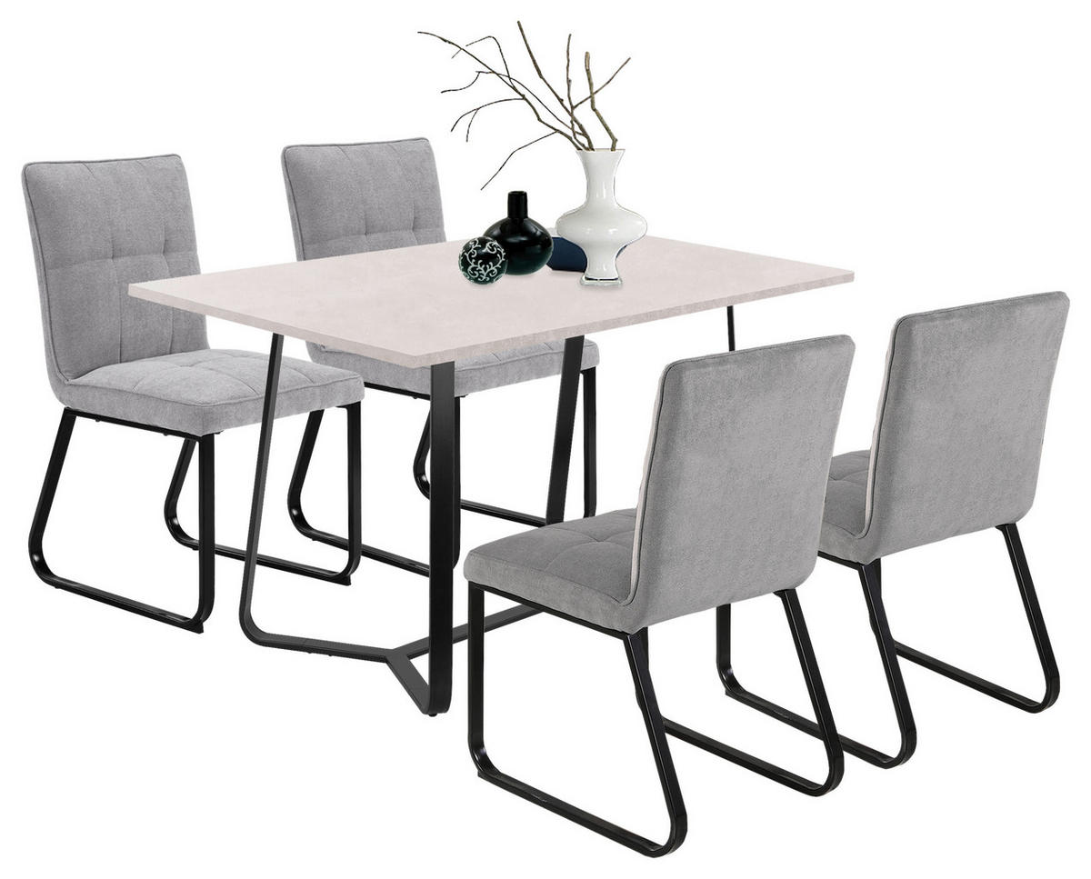 Tisch TALEA Beton Optik schwarz pulverbeschichtet B/H/T: ca. 140x76x90 cm TALEA - Beton/schwarz (140,00/76,00/90,00cm) - byLIVING