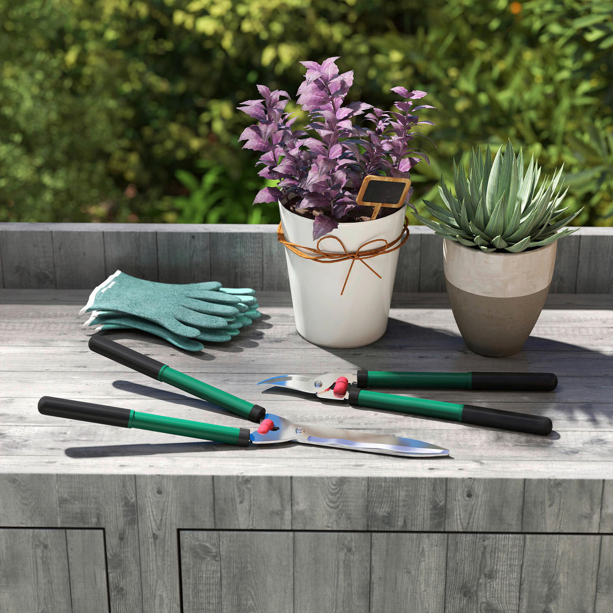 Outsunny Gartenwerkzeug-Set grün Kunststoff B/H/L: ca. 17x4,5x51 cm Gartenwerkzeug-Set - grün (51,00/17,00/4,50cm) - Outsunny