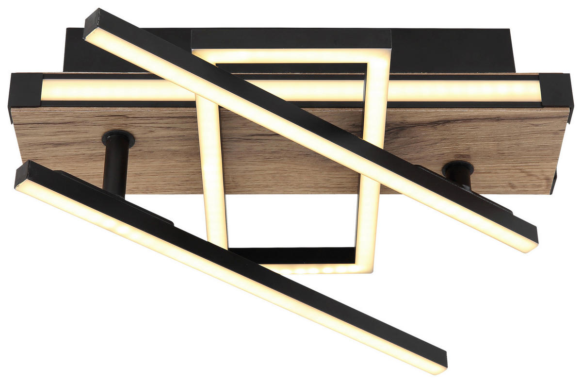 GLOBO LED-Deckenleuchte 67299D2 dunkelbraun mattschwarz Metall MDF Kunststoff B/H/T: ca. 46x12x68 cm COLLI - dunkelbraun/mattschwarz (46,00/12,00/68,00cm) - GLOBO