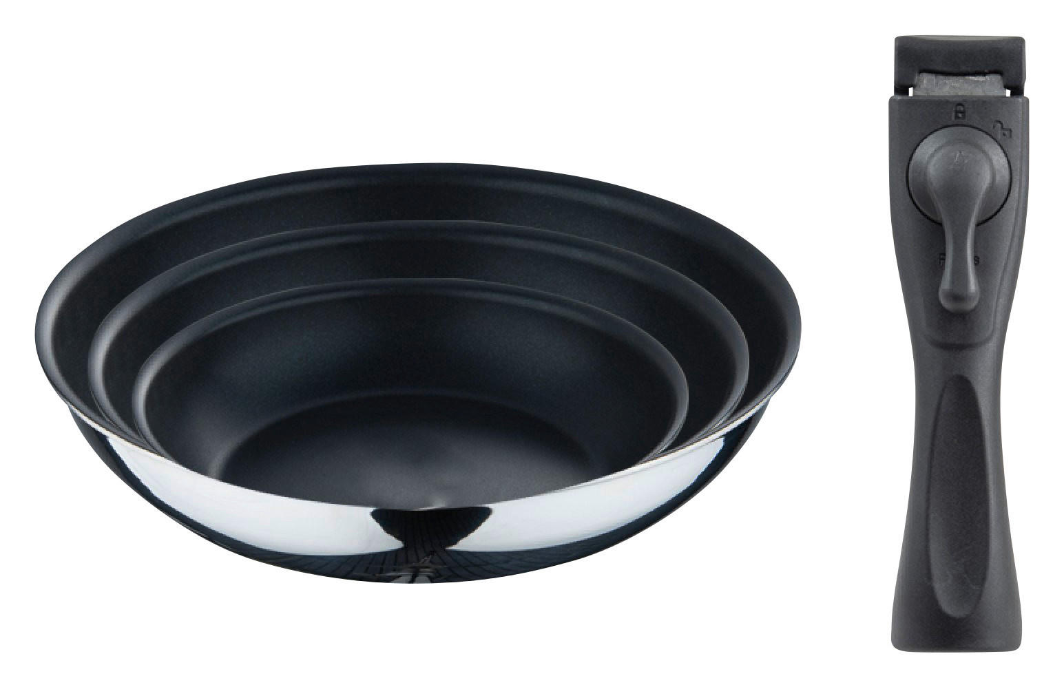 BERGNER Pfannenset CLICK & COOK schwarz Edelstahl 3 tlg. CLICK & COOK - schwarz - BERGNER