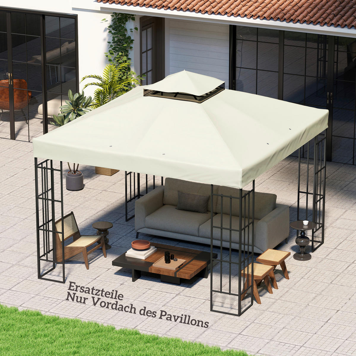 Outsunny Pavillondach hellgrau Polyester B/H/L: ca. 300x1x300 cm Pavillon Ersatzdach - hellgrau (300,00/300,00/1,00cm) - Outsunny