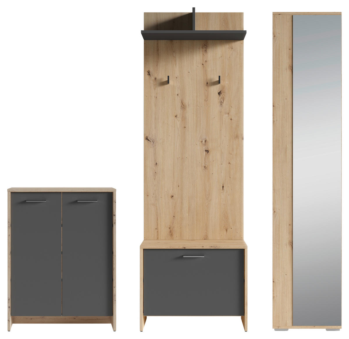 Garderobenset BEN Set 4-tlg. Eiche anthrazit BEN Set 4-tlg. - Eiche/anthrazit - byLIVING