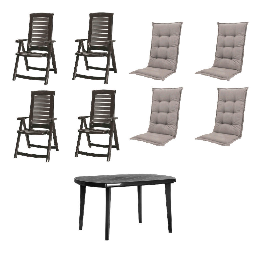 JARDIN,MADISON Gartensitzgruppe + Auflagen Aruba taupe Kunststoff B/H/L: ca. 90x110x137 cm Aruba - Graphit/taupe (137,00/90,00/110,00cm) - JARDIN,MADISON