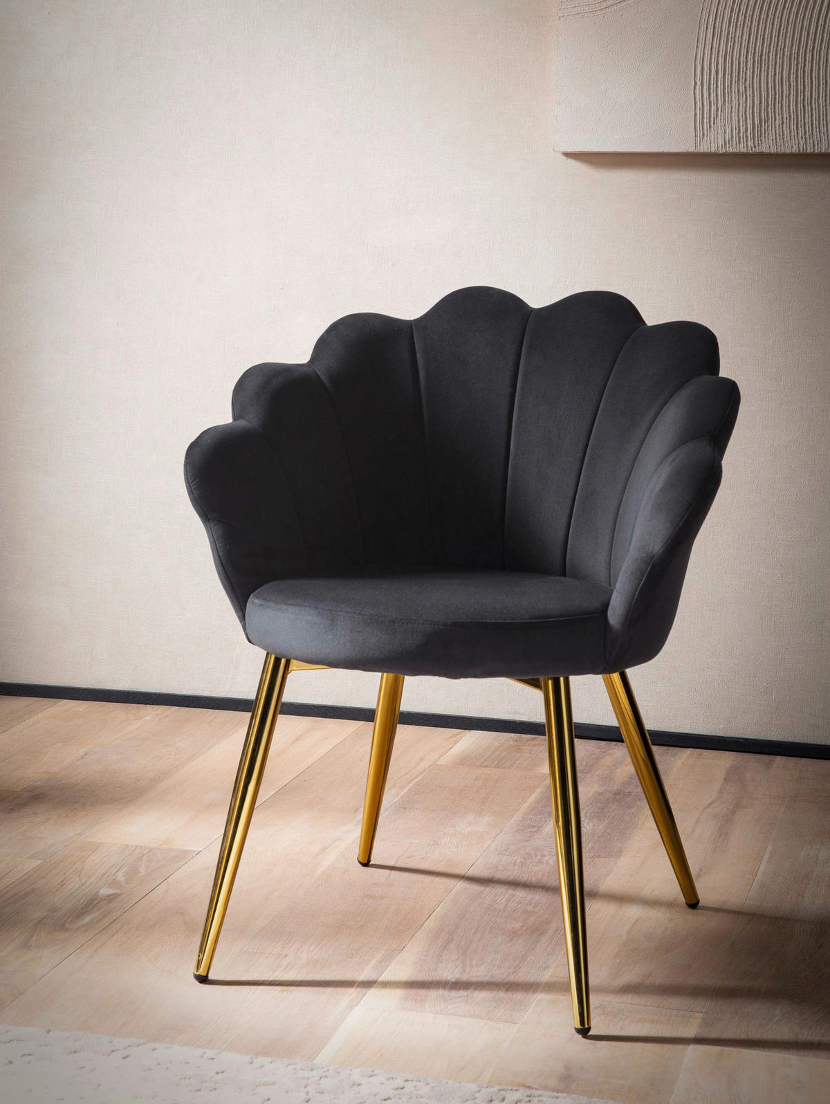 Stuhl schwarz Polyester Esszimmerstuhl - schwarz - Wohnling