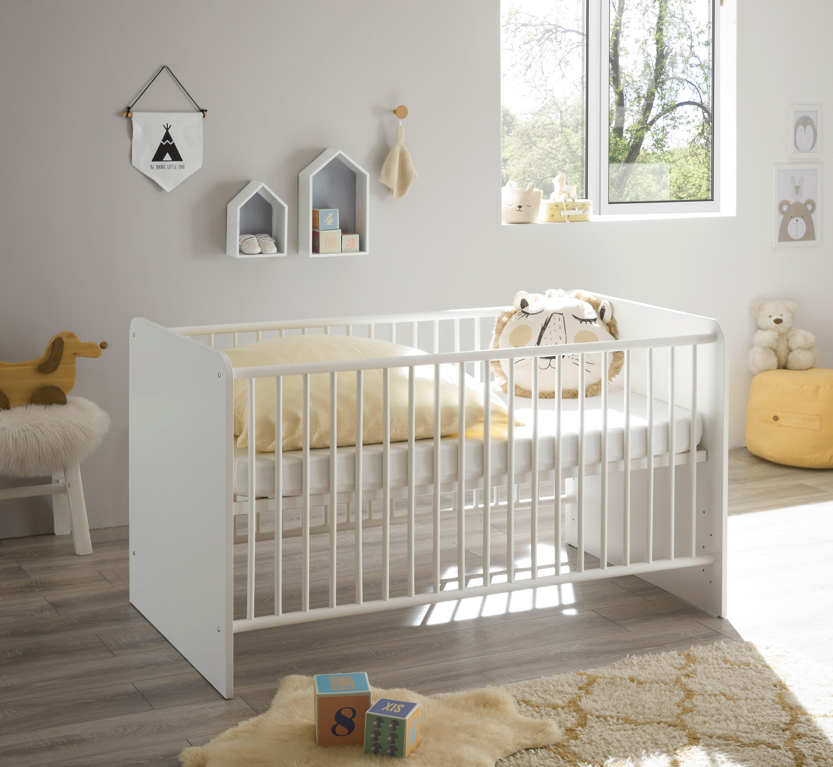 Babybett Alex weiß Graphit Liegefläche B/L: ca. 70x140 cm Alex - weiß/Graphit (70,00/140,00cm)