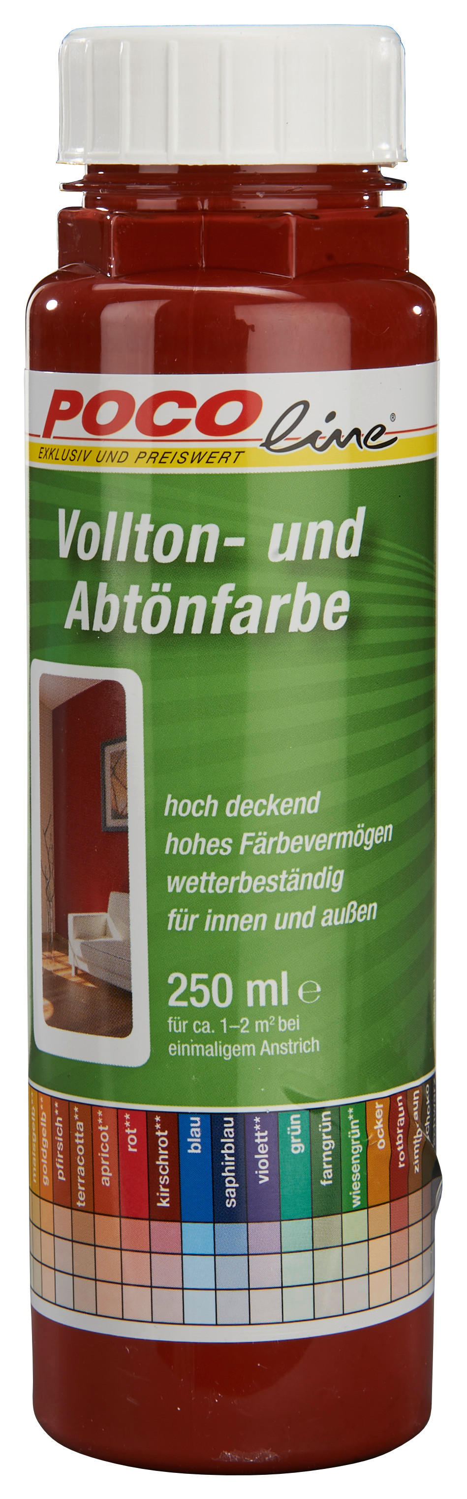 POCOline Vollton- und Abtönfarbe rotbraun ca. 0,25 l Voll+Abtönfarbe 250ml rotbraun - rotbraun (250ml) - POCOline