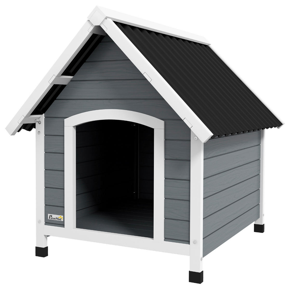 PawHut Hundehütte grau Kunststoff B/H/L: ca. 88x82x75 cm Hundehütte - grau (75,00/88,00/82,00cm) - PawHut