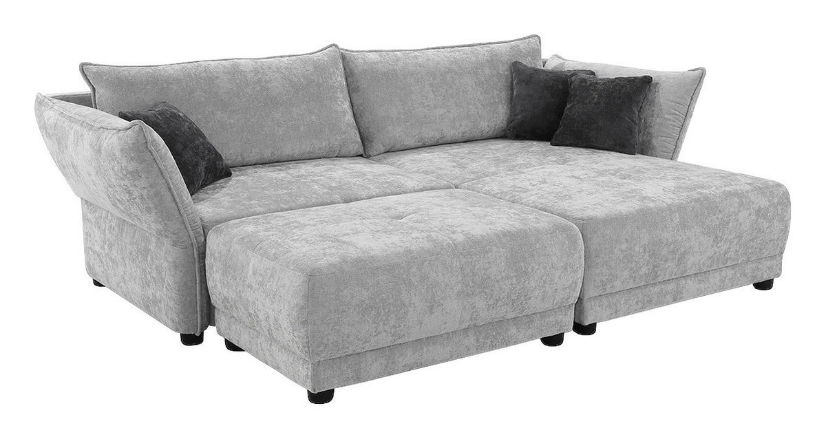 Ecksofa hellgrau Webstoff B/H/T: ca. 279x89x187 cm Loggia_Ecksofa - hellgrau/schwarz (279,00/89,00/187,00cm)