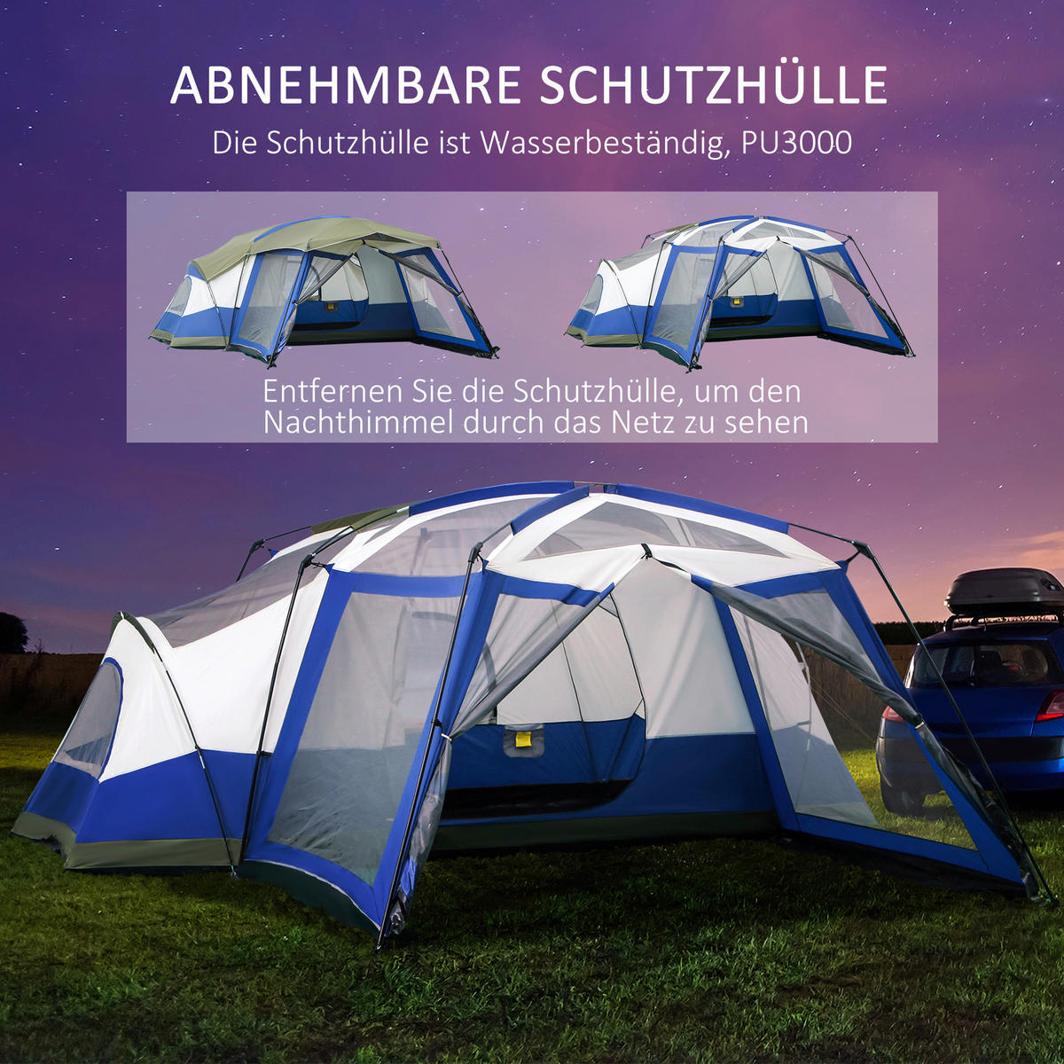 Outsunny Zelt grau Edelstahl B/H/L: ca. 487x518x237 cm Zelt - blau/grün (237,00/487,00/518,00cm) - Outsunny