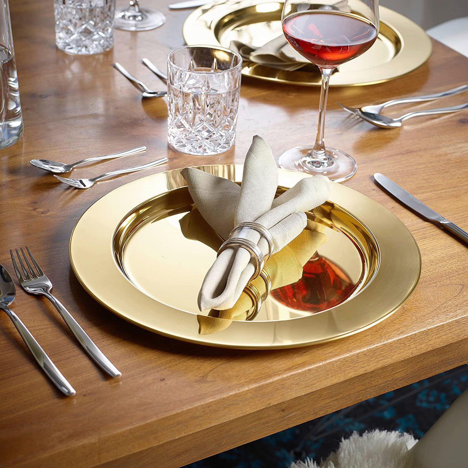 ECHTWERK Platzteller-Set gold Edelstahl B/H/L: ca. 33x3x33 cm Platztellerset_2tlg. - gold (33,00/33,00/3,00cm) - ECHTWERK