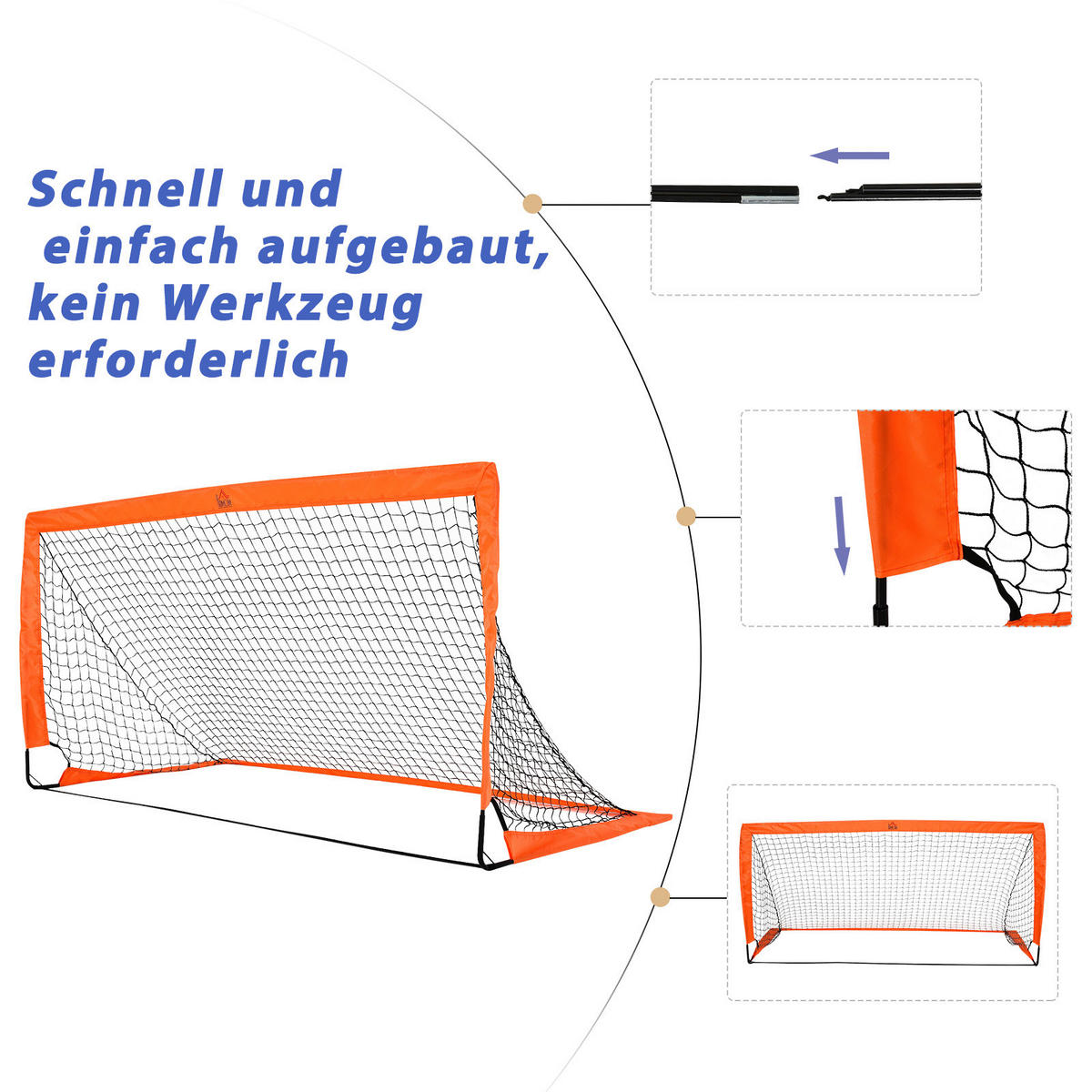 HOMCOM Fußballtor orange Metall B/H/L: ca. 90x90x183 cm Fußballtor - orange (183,00/90,00/90,00cm) - HOMCOM