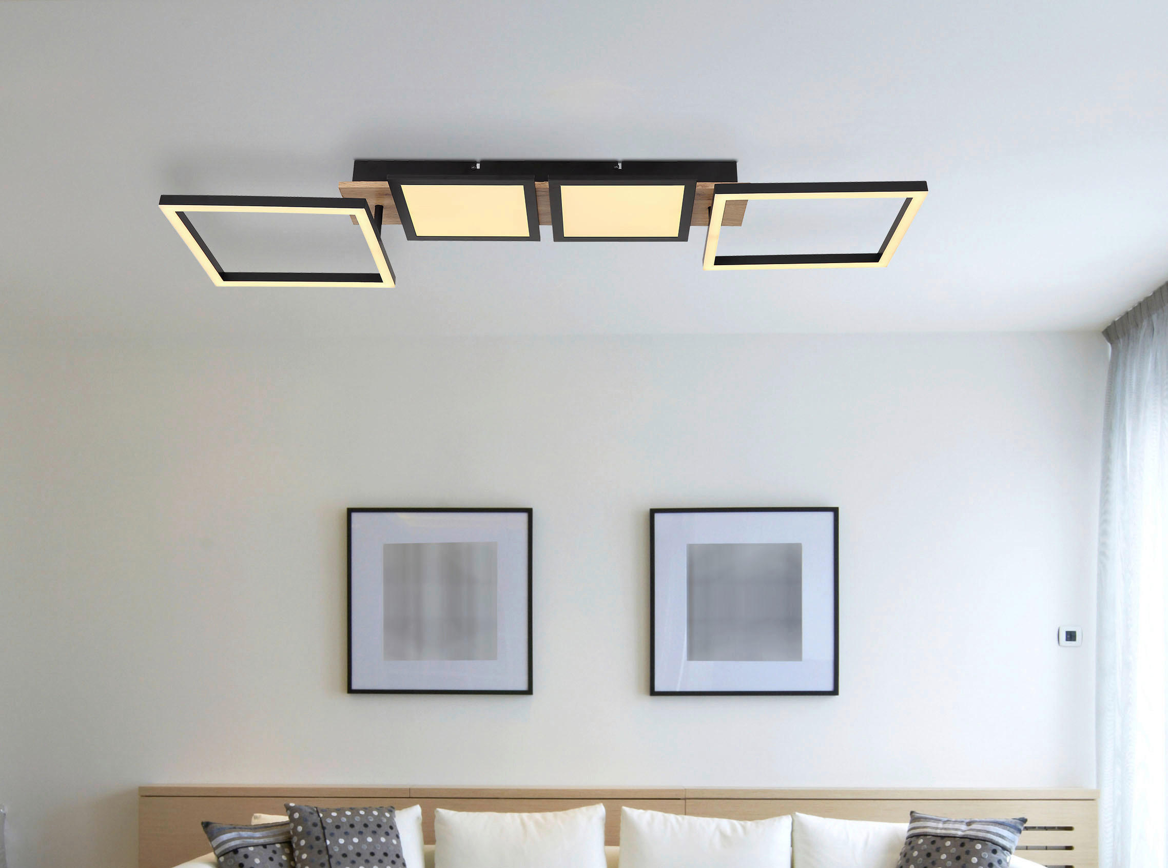 GLOBO LED-Deckenleuchte schwarz Opal dunkelbraun Kunststoff MDF Metall B/H/T: ca. 27x11x100 cm BOSSY - dunkelbraun/schwarz (27,00/11,00/100,00cm) - GLOBO
