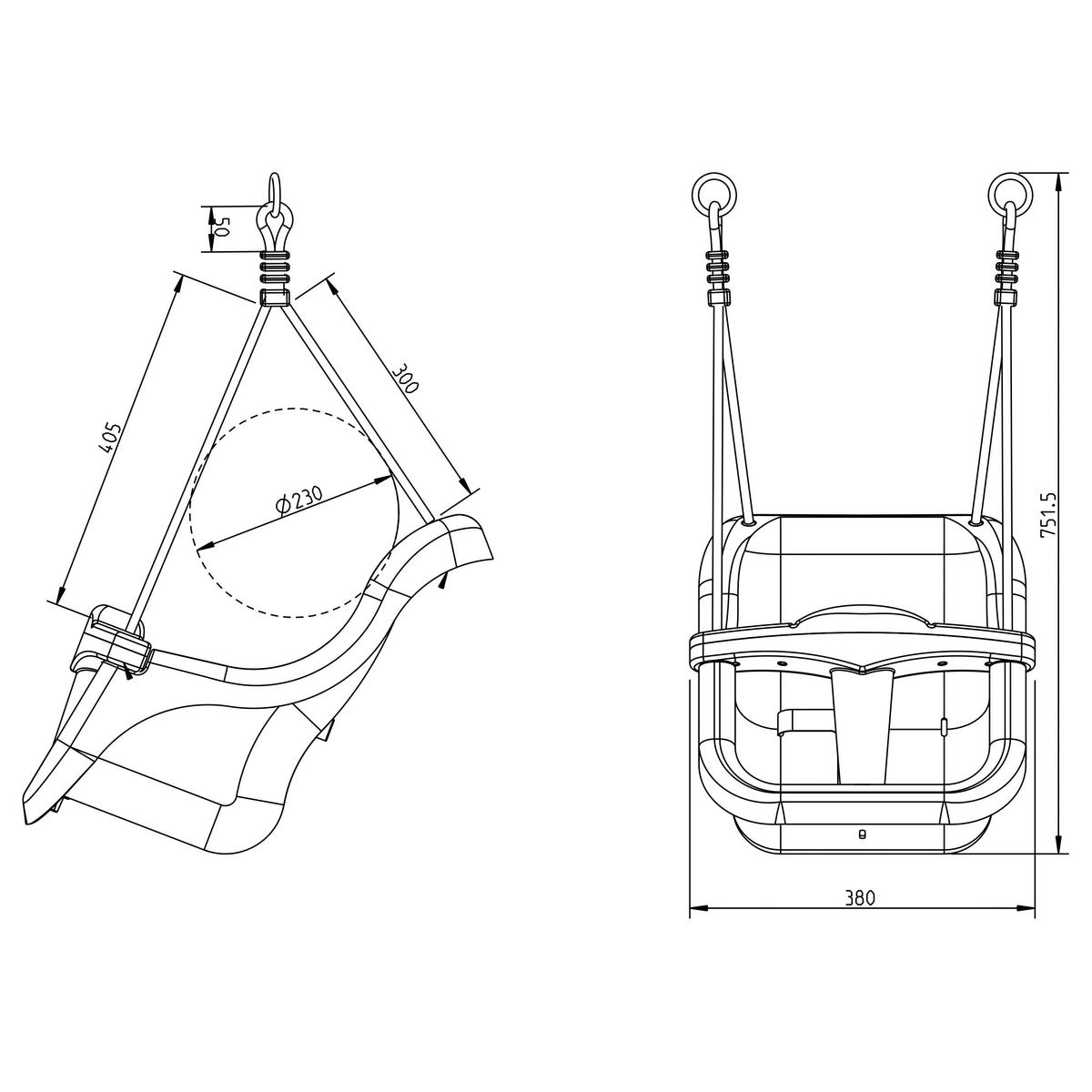AXI Babyschaukel braun B/H/L: ca. 124x130x103 cm Babyschaukel Braun mit Sitz - braun/gelb (103,00/124,00/130,00cm) - AXI