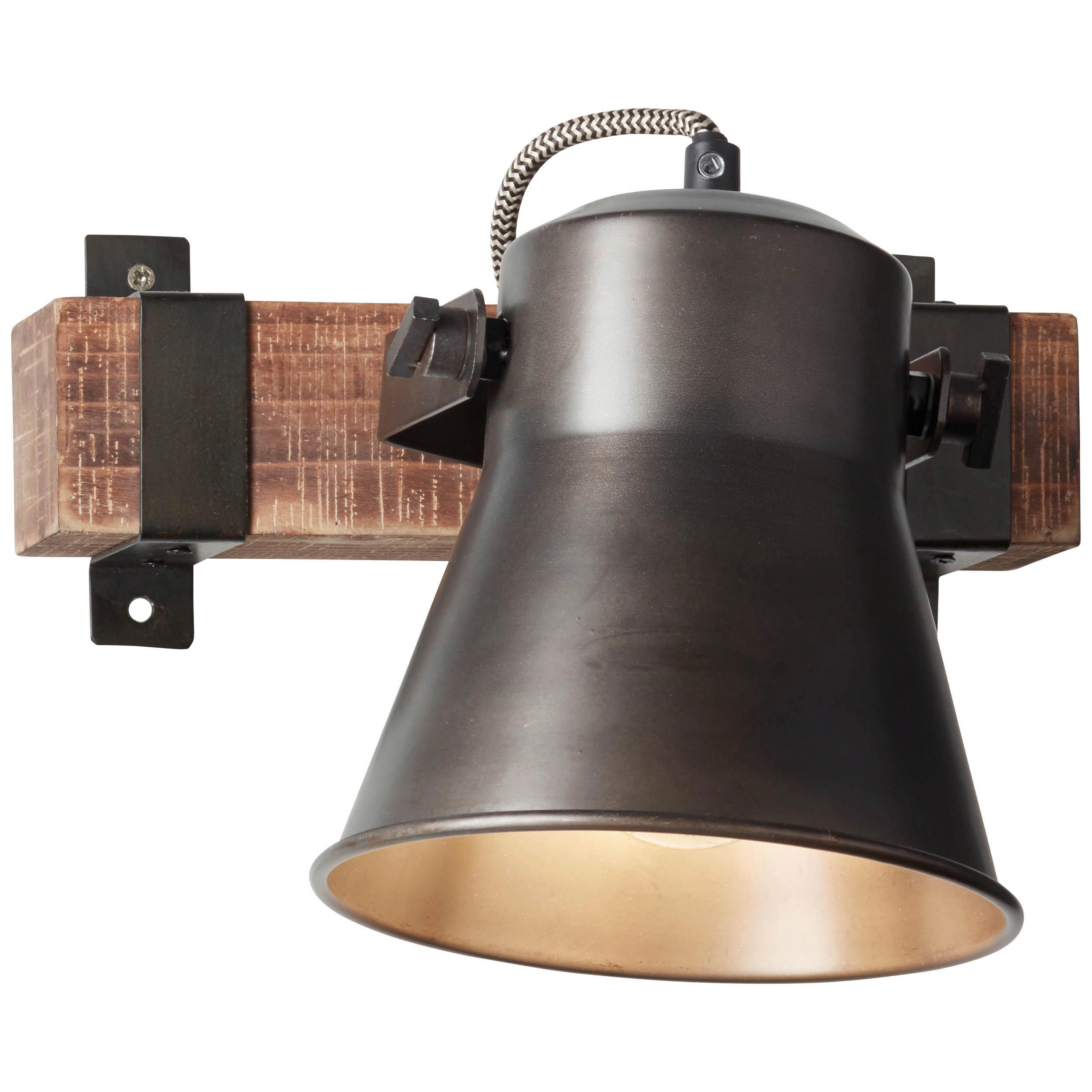 Brilliant Spot 82110/46 schwarz braun Metall Holz B/H/T: ca. 17x24x25 cm E27 1 Brennstellen Plow - braun/schwarz (17,00/24,00/25,00cm) - Brilliant