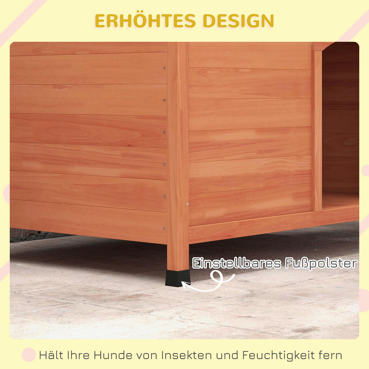 PawHut Hundehütte orange Holz B/H/L: ca. 65,5x68x100 cm Hundehütte - orange (100,00/65,50/68,00cm) - PawHut