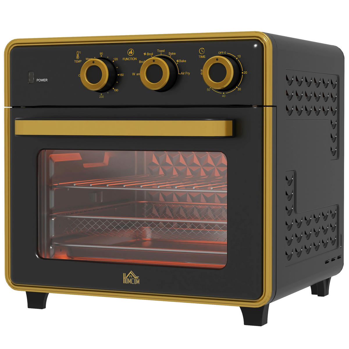 HOMCOM Küchengerät schwarz Edelstahl B/H/L: ca. 37,7x36x34,5 cm Minibackofen - schwarz (34,50/37,70/36,00cm) - HOMCOM