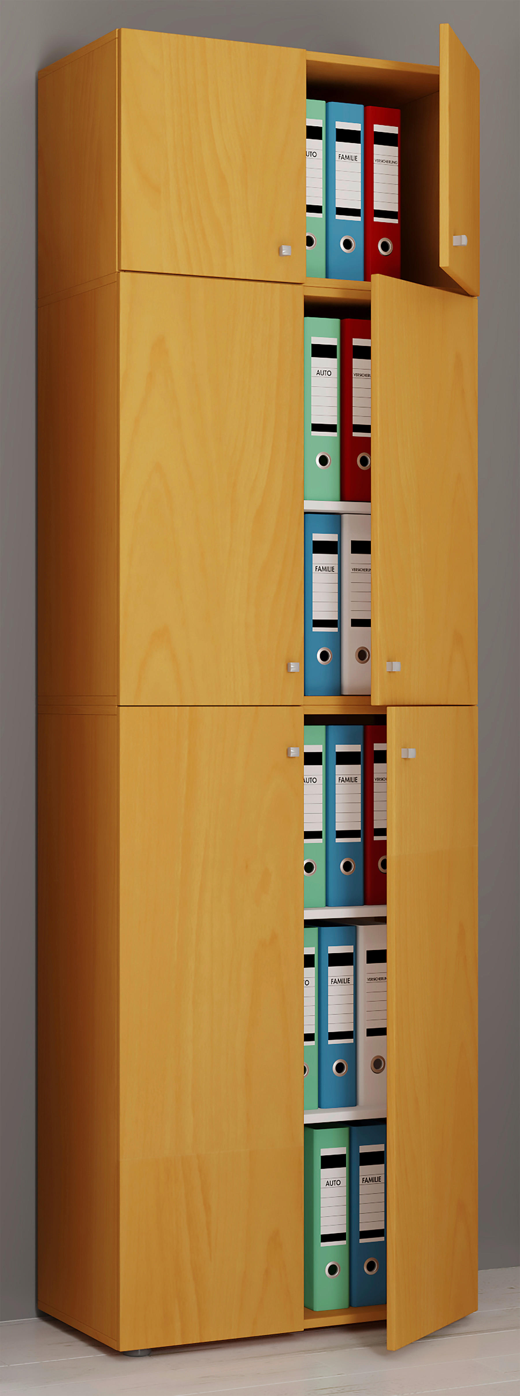 Büroschrank Lona buche Nachbildung weiß B/H/T: ca. 70x223x39 cm Lona - weiß/buche (70,00/223,00/39,00cm) - VCM Möbel