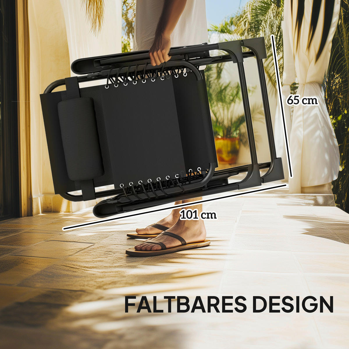 Outsunny Gartenliege 2er Set schwarz Netzstoff B/H/L: ca. 65x110x90 cm Gartenliege 2er Set - schwarz (90,00/65,00/110,00cm) - Outsunny