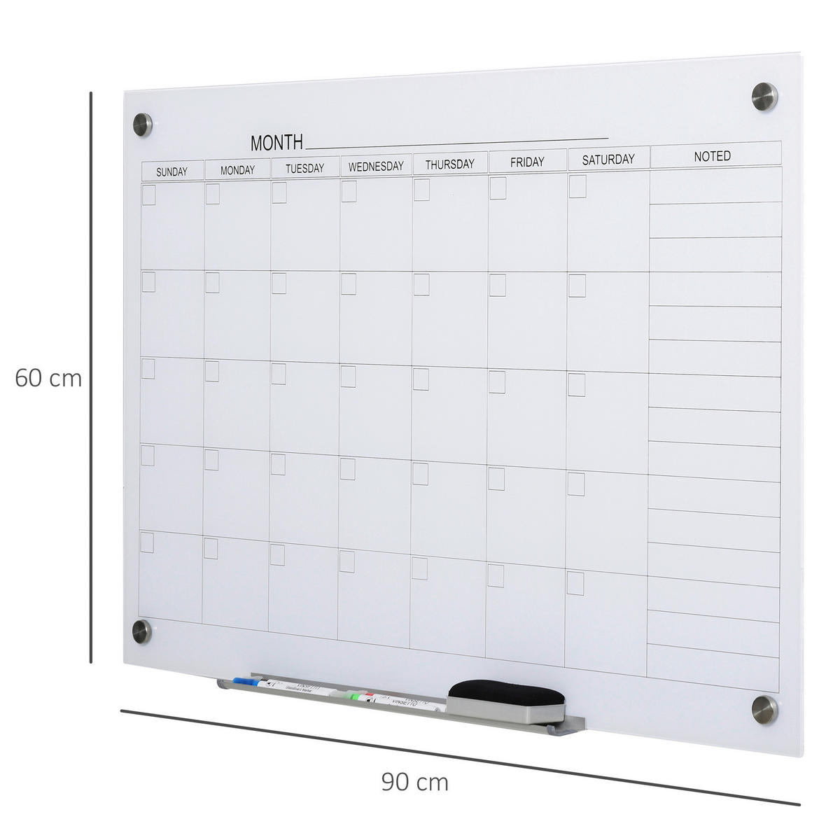 Vinsetto Wandboard Kalendertafel - weiß (0,20/60,00/90,00cm) - Vinsetto