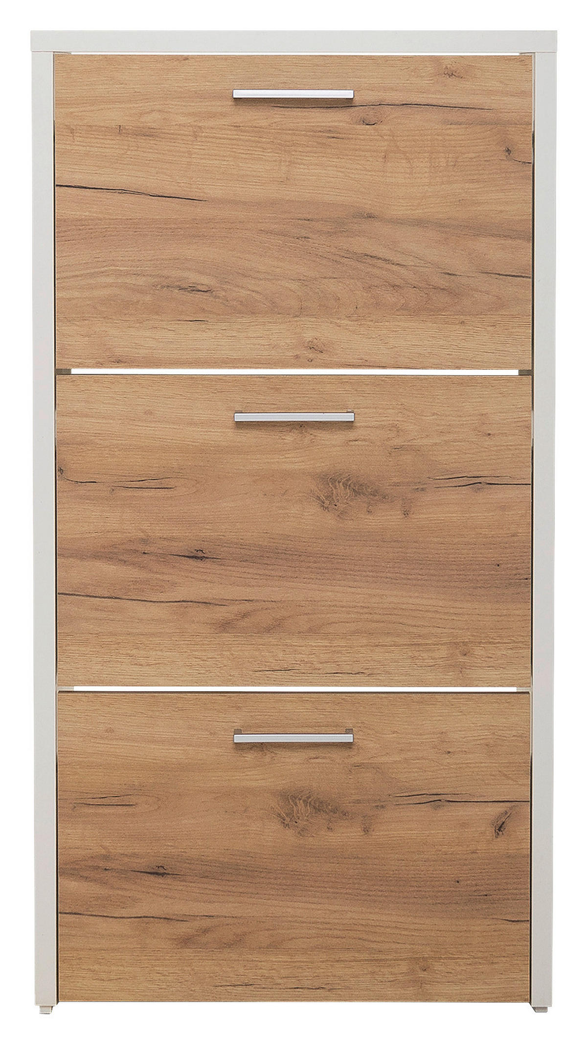 Schuhkipper Fulda weiß honig Eiche Nachbildung B/H/T: ca. 61x115x25 cm Fulda - weiß/honig (61,00/115,00/25,00cm)