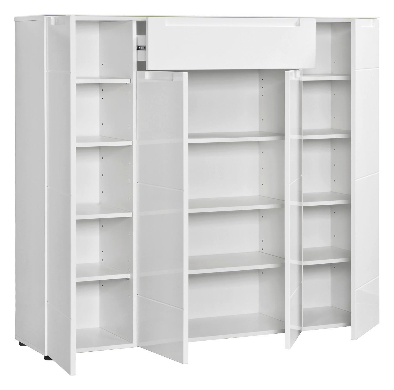 Kommode Mailand 24 weiß weiß Hochglanz B/H/T: ca. 135x120x34 cm Mailand 24 - weiß (135,00/120,00/34,00cm)