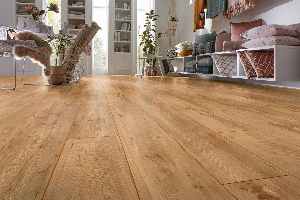 Laminatboden Kastanie ca. 1,598 m² im Paket  B/L: ca. 40x81 cm pro Paket Kastanie ca. 1,598 m² im Paket - Kastanie (40,00/81,00cm)