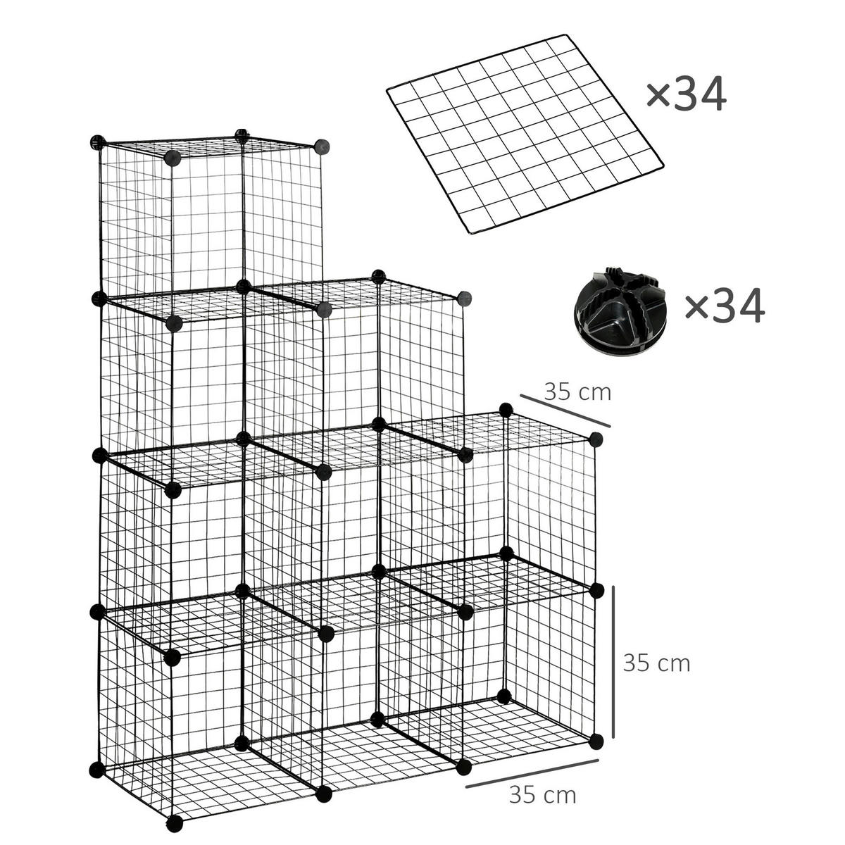 HOMCOM Regal schwarz Kunststoff B/H/L: ca. 35x35x35 cm Regalsystem - schwarz (35,00/35,00/35,00cm) - HOMCOM