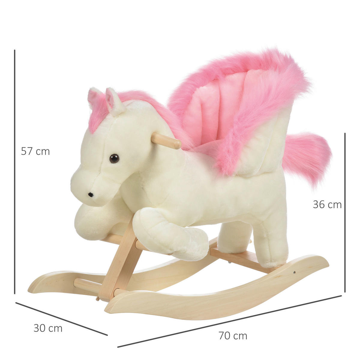 HOMCOM Kinder-Schaukelpferd B/H/L: ca. 28x57x70 cm Schaukelpferd - weiß/rosa (70,00/28,00/57,00cm) - HOMCOM