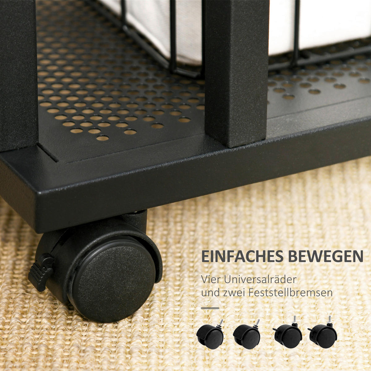 Beistelltisch 833-606 schwarz walnuss B/H/T: ca. 51x65x36 cm 833-606 - schwarz/walnuss (51,00/65,00/36,00cm) - HOMCOM