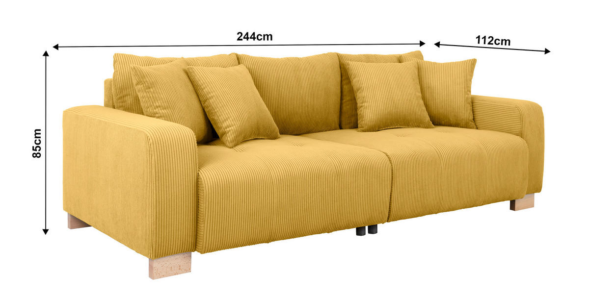Big Sofa Alpha New goldgelb Microfaser B/H/T: ca. 244x85x112 cm Alpha New - buche/goldgelb (244,00/85,00/112,00cm)