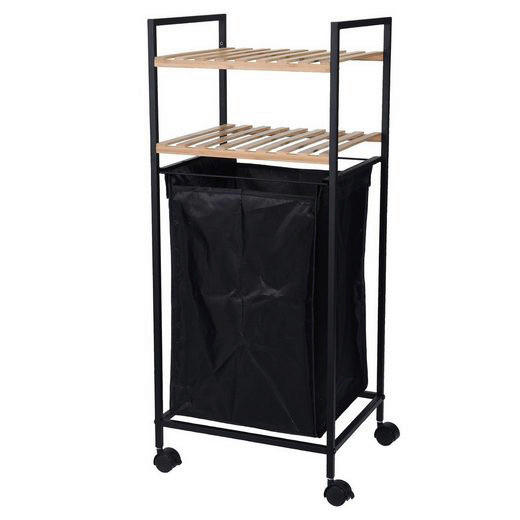 Wäschewagen schwarz Bambus B/H: ca. 32,5x89,5 cm Wäschewagen - natur/schwarz (32,50/89,50cm)