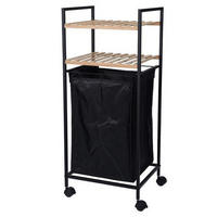 Wäschewagen schwarz Bambus B/H: ca. 32,5x89,5 cm Wäschewagen - natur/schwarz (32,50/89,50cm)